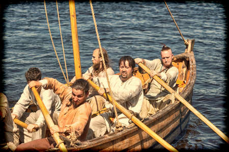 Viking ship on the riverのeditorial素材