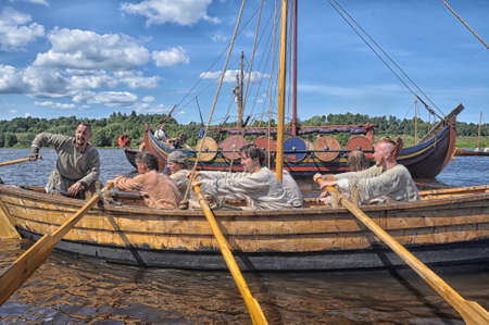 Viking ship on the river