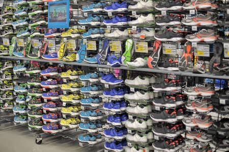 Petersburg, Russia - Sport articles for sale at the large Decathlon store のeditorial素材