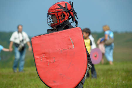 children fighting with shieldのeditorial素材