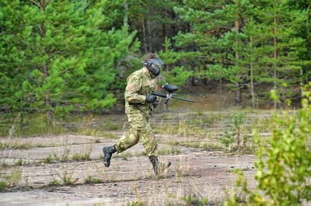 People playing paintball gameのeditorial素材
