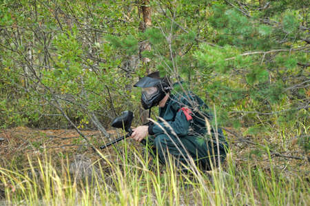 People playing paintball gameのeditorial素材