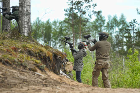 People playing paintballのeditorial素材