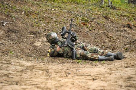 People playing paintballのeditorial素材
