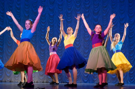 Children dancing on stageのeditorial素材