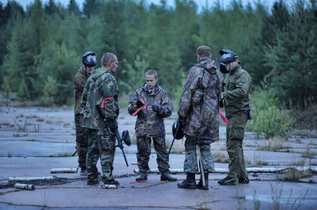 People playing paintball gameのeditorial素材