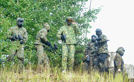 People playing paintball gameのeditorial素材