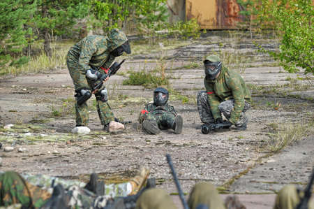 People playing paintball gameのeditorial素材