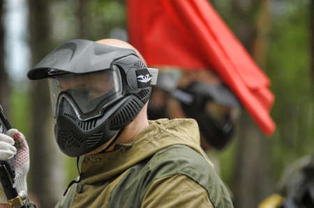 People playing paintball gameのeditorial素材