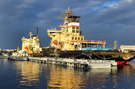 Icebreaker in the port, St  Petersburg, Russia 