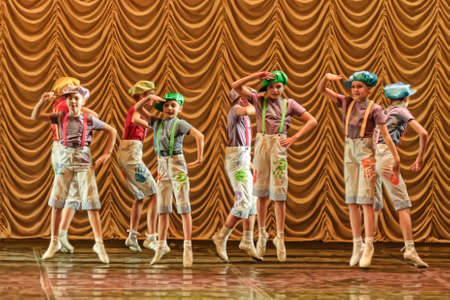 Dance performance on stage, Festival of children s dance groups, St  Petersburg, Russia 