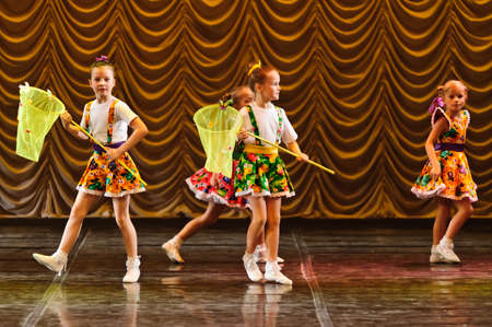 Dance performance on stage, Festival of children s dance groups, St  Petersburg, Russia のeditorial素材