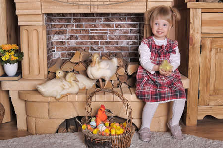  Little girl with baby gosling 