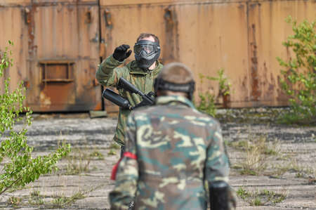 Paintball players with gunsのeditorial素材
