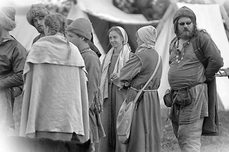 Medieval feast, the festival of historical reconstruction of the early Middle Ages, Volkhov, Russia のeditorial素材