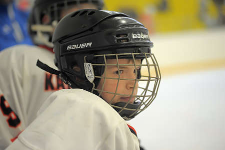 Children playing hockey on a city tournament St  Petersburg, Russia のeditorial素材