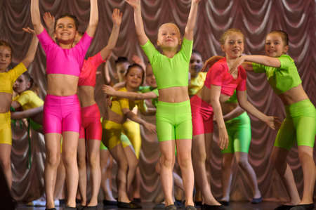 Dance performance on stage, Festival of children s dance groups, St  Petersburg, Russia のeditorial素材