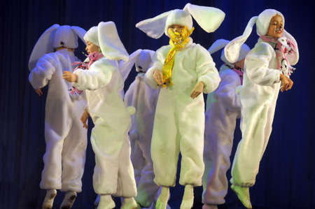 children dancing in bunny costumesのeditorial素材