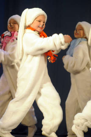 children dancing in bunny costumesのeditorial素材