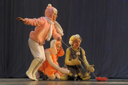 Dance performance on stage, Festival of children s dance groups, St  Petersburg, Russia のeditorial素材