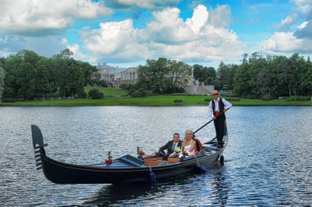 gandoler on a boat on the lakeのeditorial素材