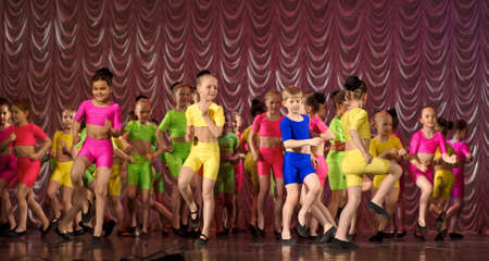 Dance performance on stage, Festival of children s dance groups, St  Petersburg, Russia のeditorial素材