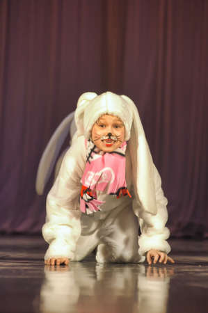 children dancing in bunny costumesのeditorial素材