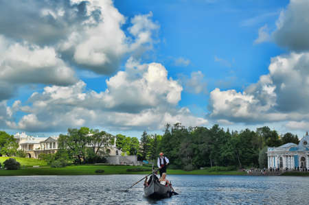 gandoler on a boat on the lakeのeditorial素材