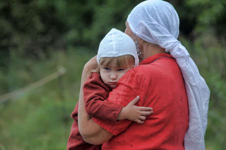 Medieval mother with her babyのeditorial素材