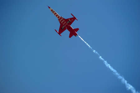 Turkish Air Force Aerobatic Demonstration Team Turkish Stars performs during Izmir Independence Day