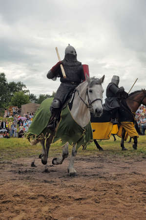 Knight with lance on horsebackのeditorial素材