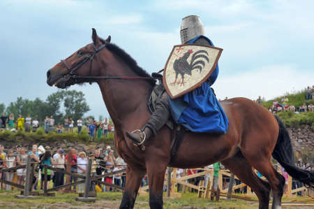 A knight riding fast horse のeditorial素材