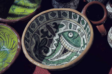 Handmade clay pots In a workshop の写真素材