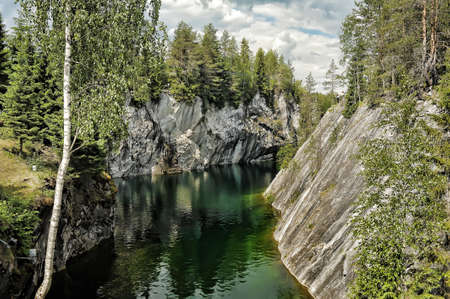 A photo of the flooded marble quarry at Ruskeala, Russia 
