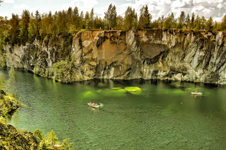A photo of the flooded marble quarry at Ruskeala, Russia の写真素材