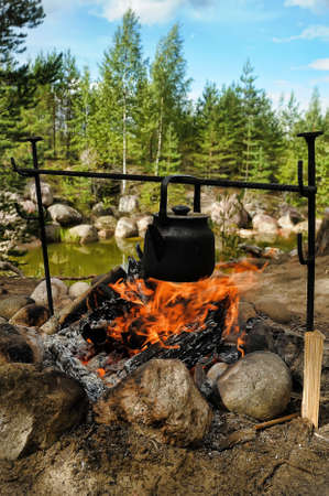 Kettle on the fireの写真素材