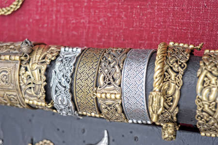 Jewels with ancient Slavic designsの写真素材