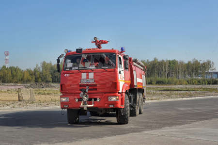 Department Fire station with equipment , St. Petersburg, Russiaのeditorial素材