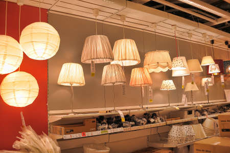 Lamps and lighting fixtures in the storeのeditorial素材