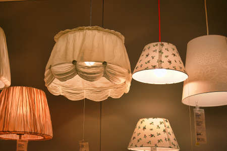 Lamps and lighting fixtures in the storeのeditorial素材