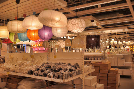 Lamps and lighting fixtures in the storeのeditorial素材