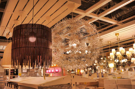 Lamps and lighting fixtures in the storeのeditorial素材