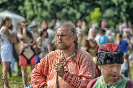 Unidentified archer during Medieval Festival , Iron Castle, Izborsk Russia.