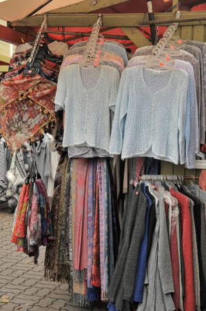 At the market in the old town of Tallinn you can buy hand knitted woolen sweaters, shawls and caps.のeditorial素材