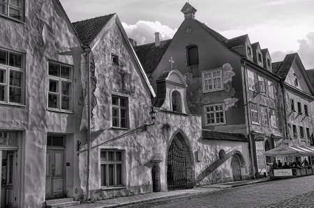 Tallinn, the streets of the old city, the gates of the church of Peter and Paulのeditorial素材