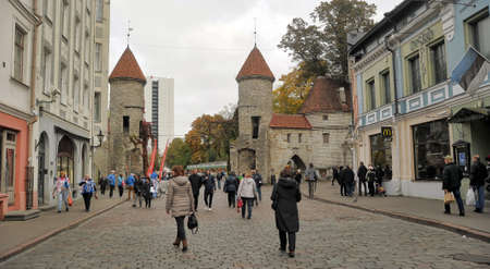 Old City. Tallinn, Estonia the entrance from the Viru Gate.のeditorial素材