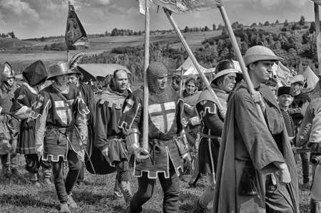 Medieval feast, the festival of historical reconstruction of the early Middle Ages, Volkhov, Russia.のeditorial素材