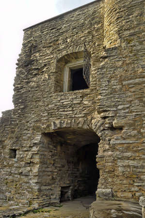 Stone corridor of a medieval castle.のeditorial素材