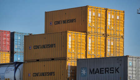 Freight containers yard in port.
