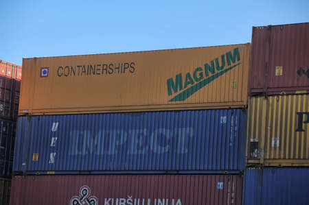 Freight containers yard in port.のeditorial素材